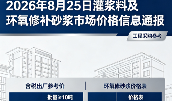 镇巴2026年8月25日灌浆料及环氧修补砂浆市场价格信息通报